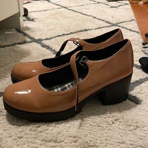 Brown platform Mary janes